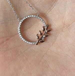 NWT Charmed Sterling Silver Olive Branch Circle Necklace Easter